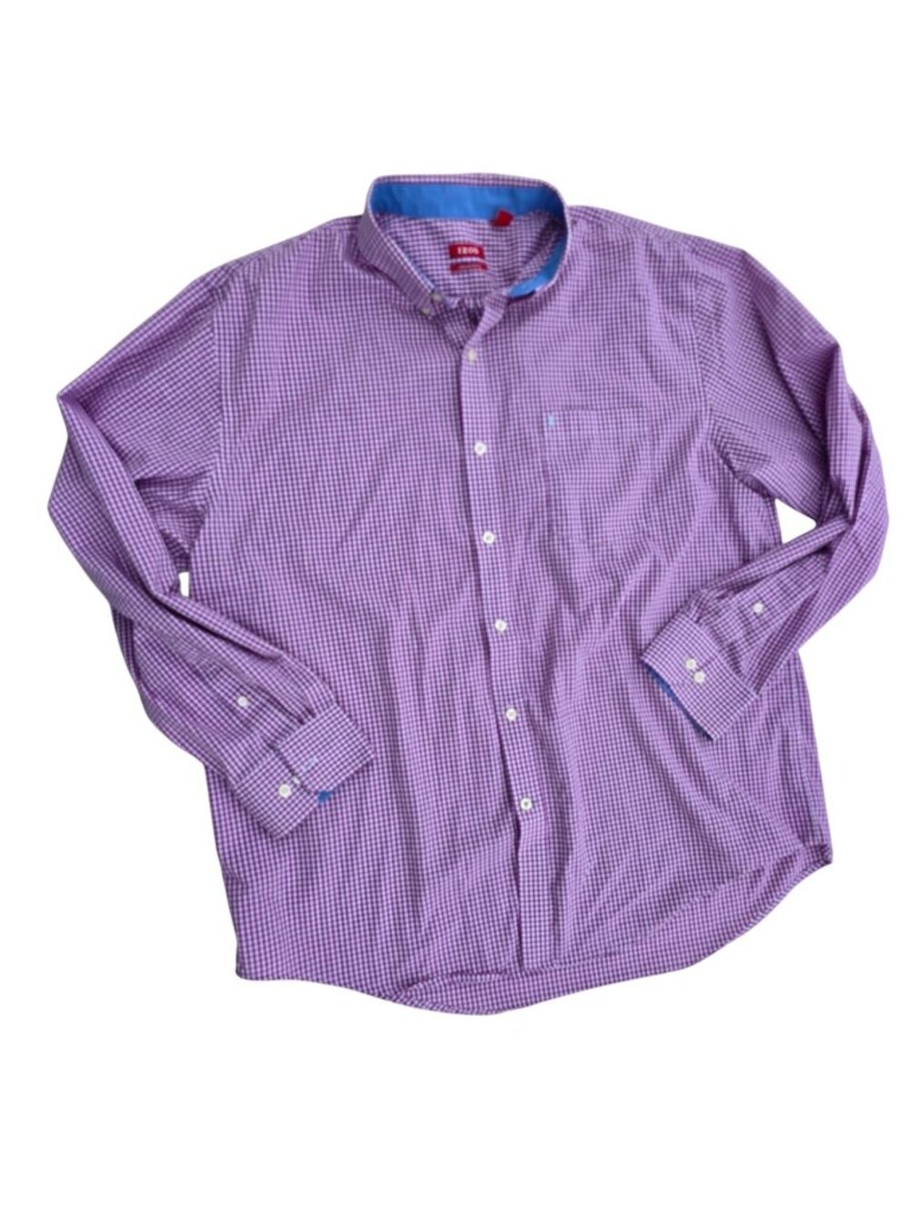 Izod Mens Button-Down Shirt Purple Gingham Check XL Non-Iron Stretch Cotton